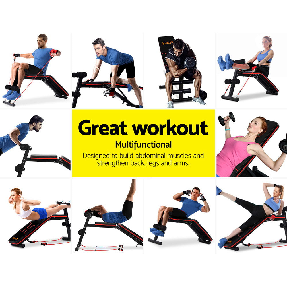 Everfit Adjustable FID Weight Bench Fitness Flat Incline Gym Home Steel Frame-4