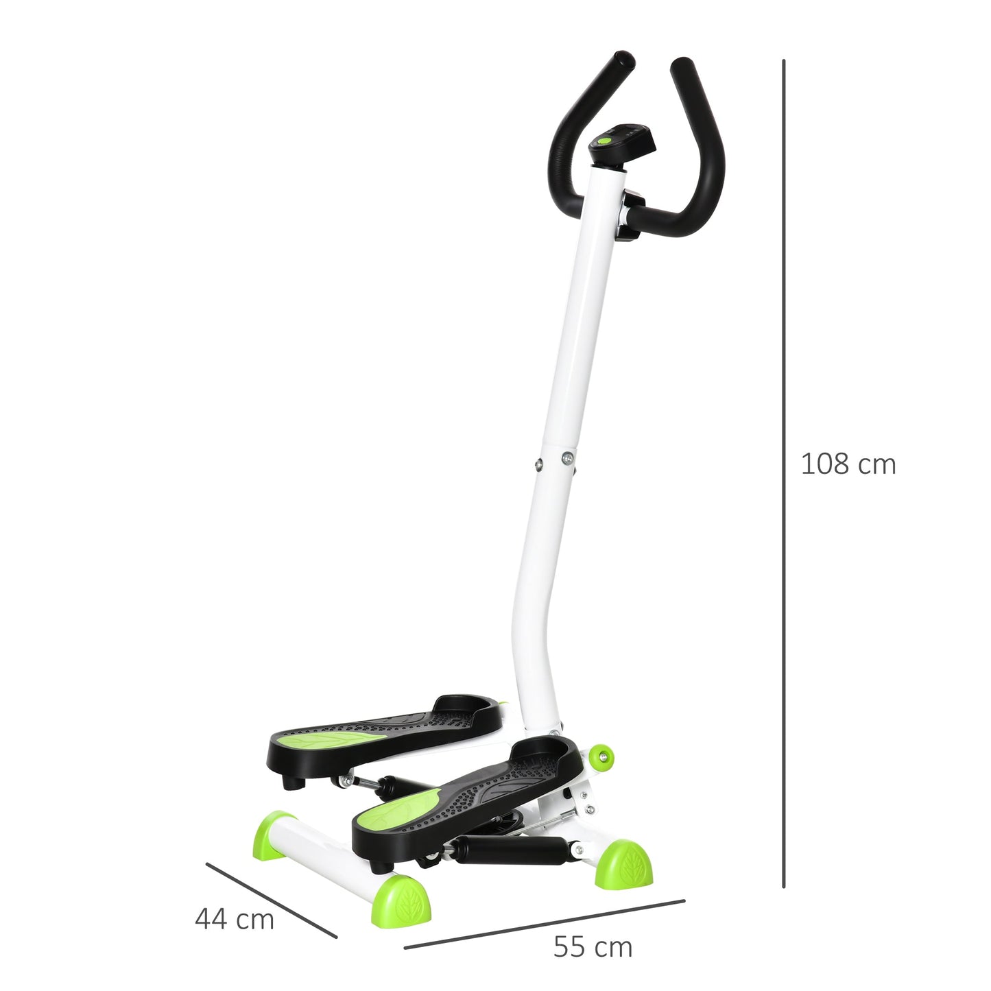 Adjustable Stepper Aerobic Ab Exercise Fitness Workout Machine with LCD Screen & Handlebars, White-2