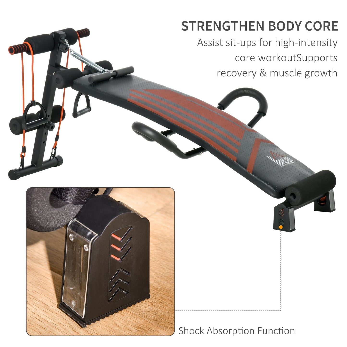 Multifunctional Sit Up Bench Adjustable Utility Board Ab Exercise Workout Fitness with Headrest for Home, Office and Gym, Black-4