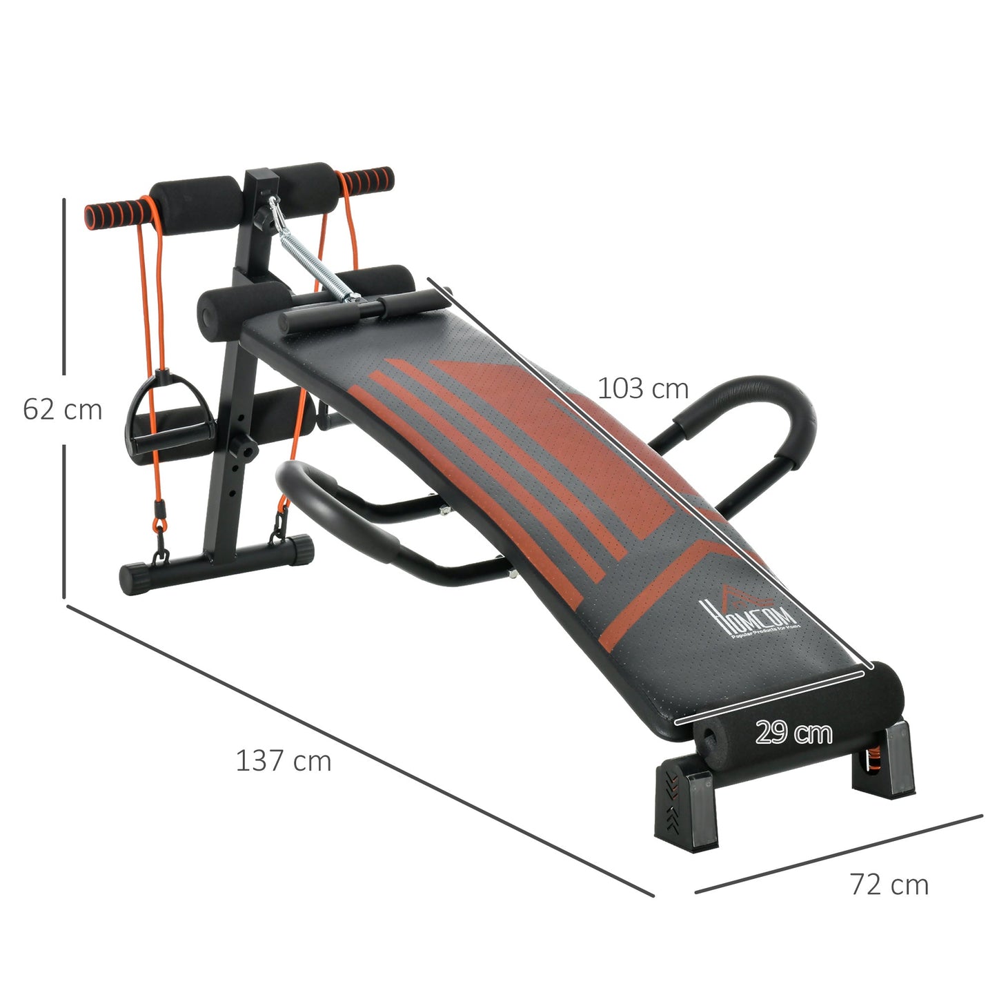 Multifunctional Sit Up Bench Adjustable Utility Board Ab Exercise Workout Fitness with Headrest for Home, Office and Gym, Black-2