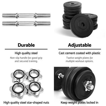 30kg Dumbbells Dumbbell Set Weight Plates Home Gym Fitness Exercise-4
