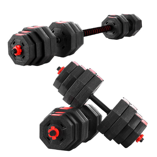 40KG 2-in-1 Dumbbell Barbell Set Adjustable Dumbbells Weights Home Gym Fitness-0