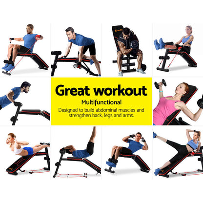 Everfit Adjustable FID Weight Bench Fitness Flat Incline Gym Home Steel Frame-4