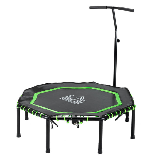 48" Octagonal Mini Fitness Rebounder Trampoline Indoor Outdoor Foldable Mini Jumper with Adjustable Handle, Green-0